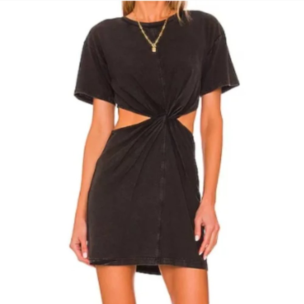 L*Space Lost Winds Mini Tee Dress Twist Cut Out Waist Black S